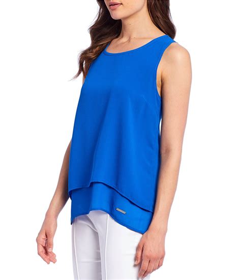 michael kors sleeveless tops|michael kors layered look top.